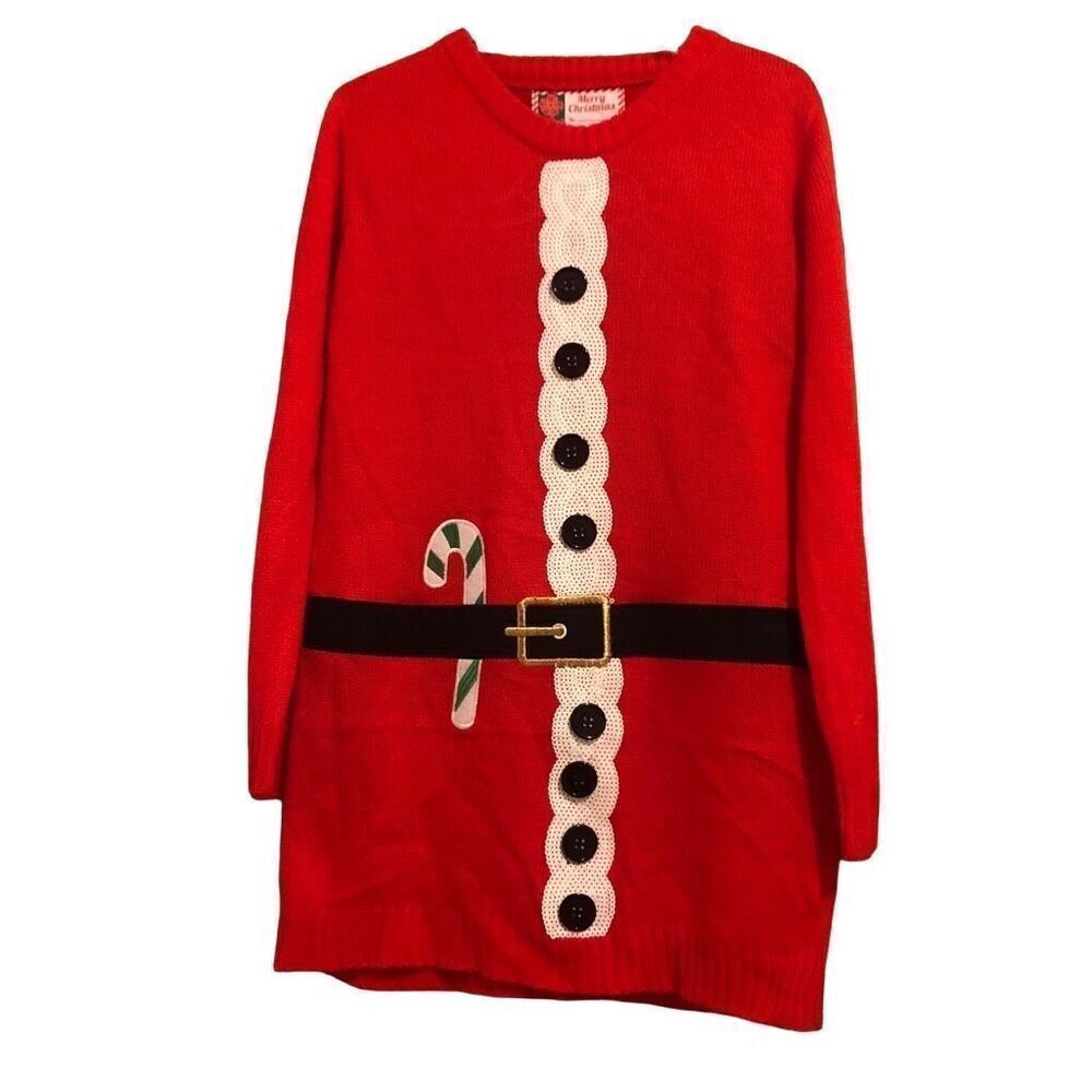 Santa Claus Style Print Women’s Size L Knit Sweater or Sweater Dress NWOT